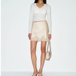 Reformation Carolina Silk Mini Skirt Ivory - Size S NWT